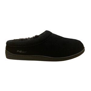 My Slippers Men’s Black Leather Faux Fur Lined Slip-On Clogs Size 13